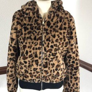 Love Tree FUZZY cheetah print coat size L